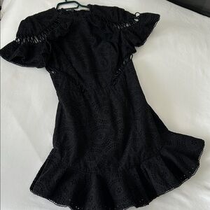 Zimmermann Black Eyelet Ruffle Mini Dress 1 fits S